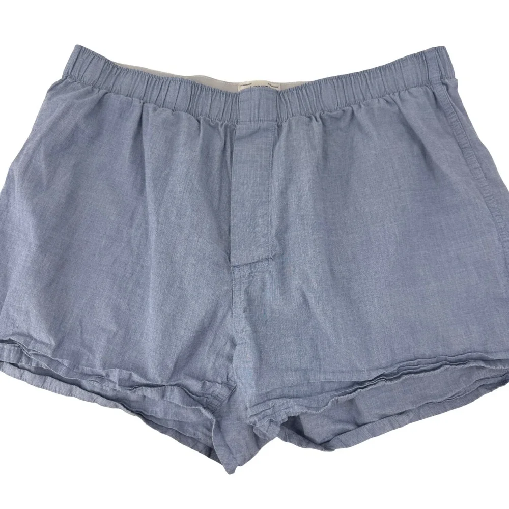 J. Crew Mens Large Blue Chambray Button‎ Fly Boxer Underwear Pajama Lounge 35-37